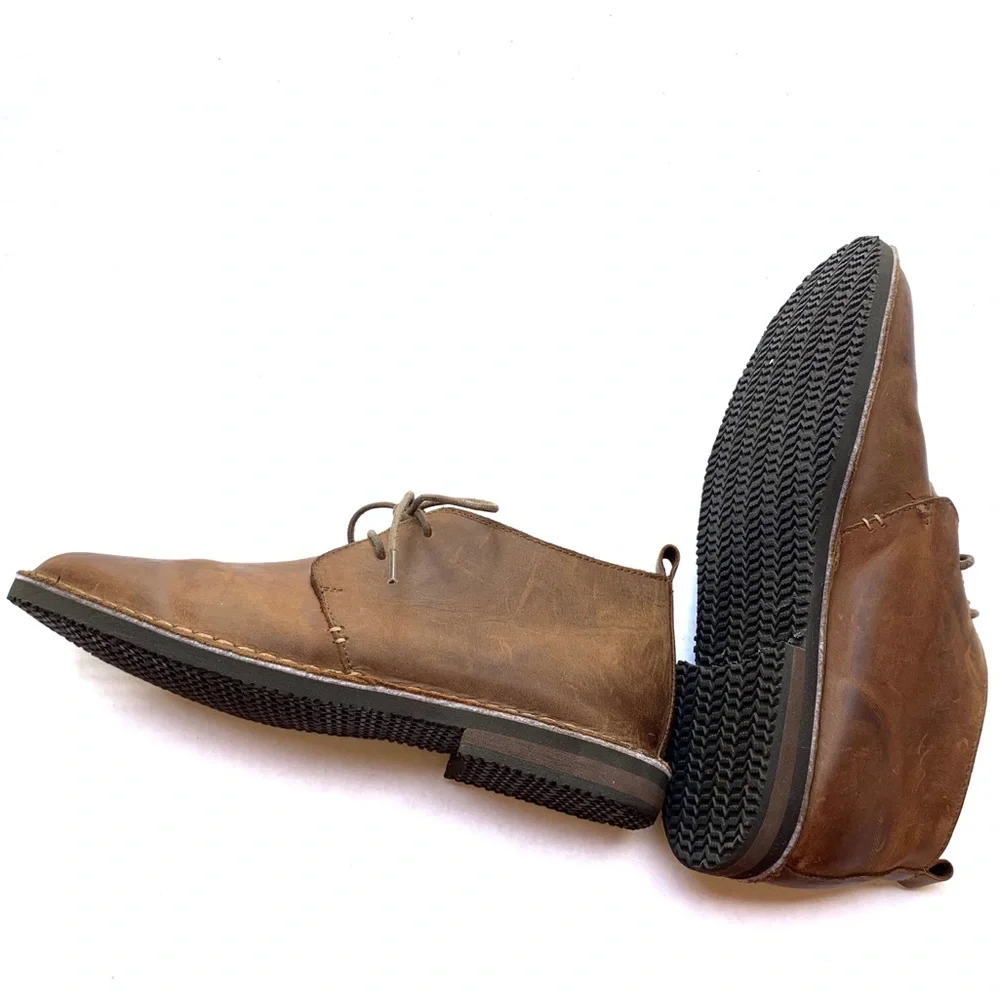 Men's two-eye lace-up shoes in brown, size 12.